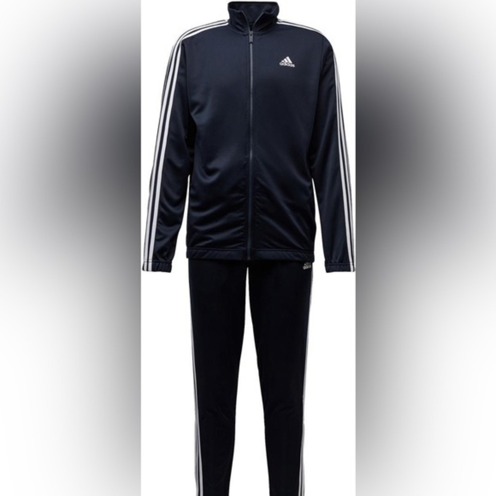 Adidas Black Track Jacket 3 Stripes Size large